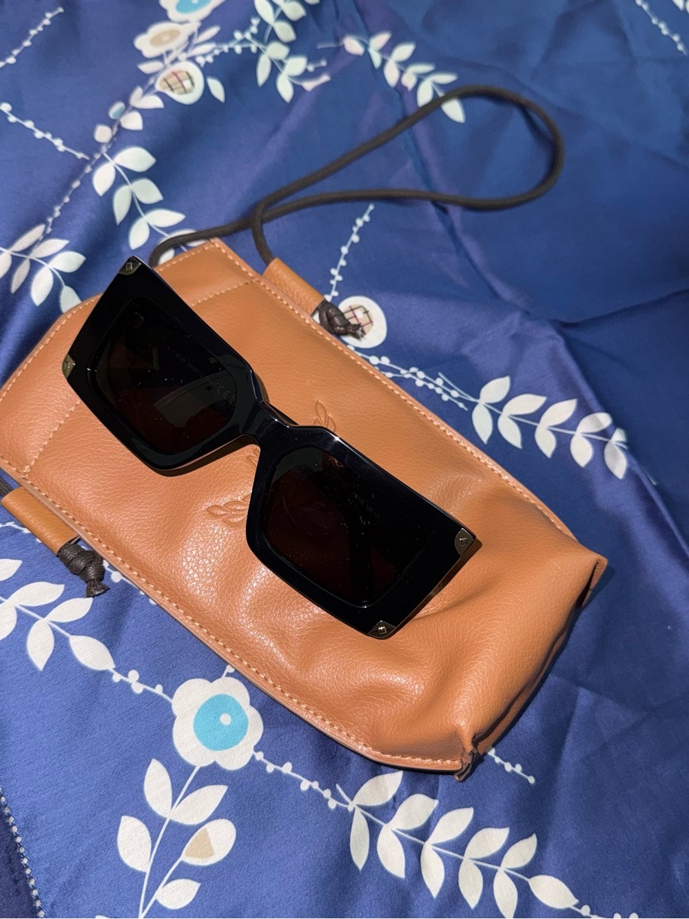 MCM Square Black Sunglasses with Brown Case